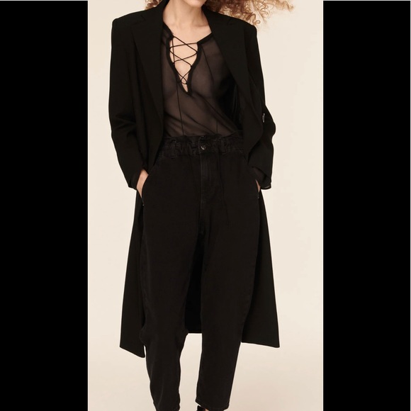 zara black paper bag baggy denim - Picture 1 of 12